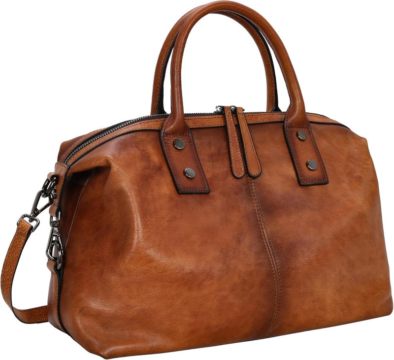 Iswee Genuine Leather Satchel Tote Bag Top Handle Handbag Designer Shoulder Bag Large Capacity Cross Body Bag - Image 1